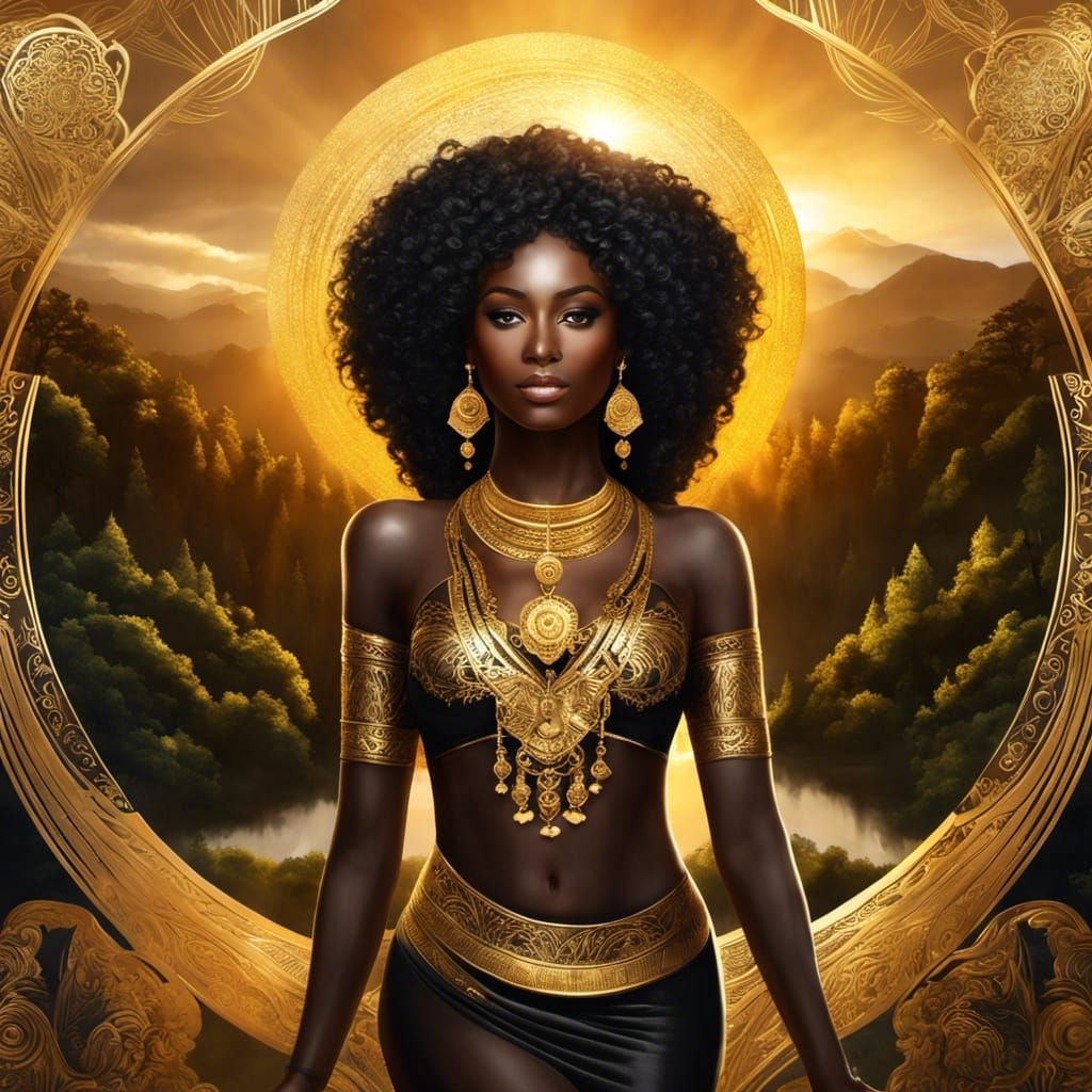 Goddess of Life Radiates Golden Glory under the Sun