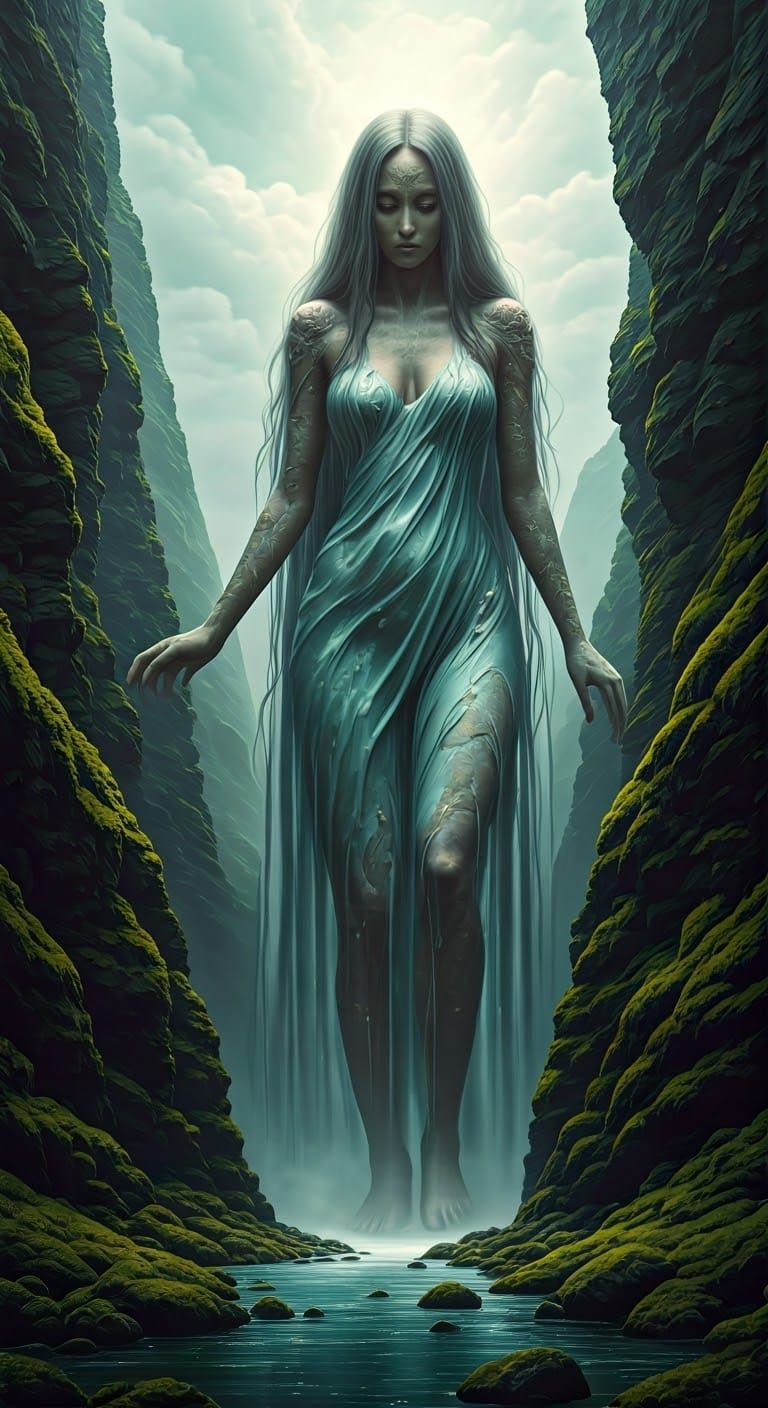 Surreal, Stone-Giantess Emerge from Mystical Cliffside in Wa...