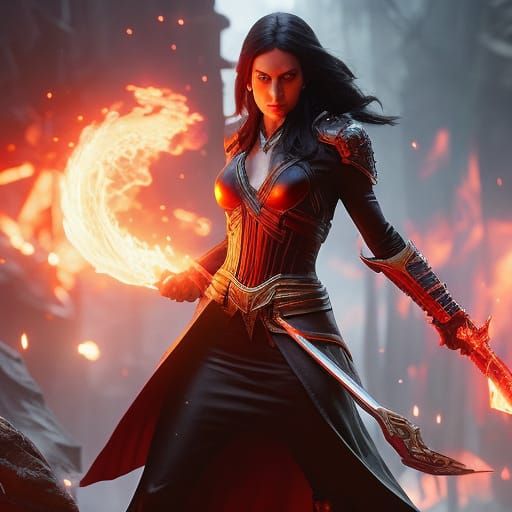 Surreal Portrait of the Dark Fire Witch