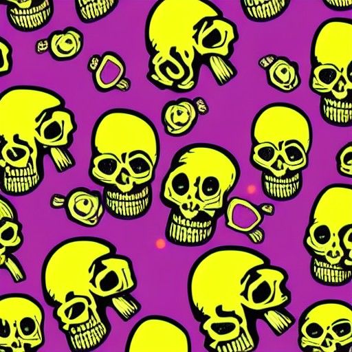Vibrant Skulls Riff in a Synesthetic Pop Art Mosaic