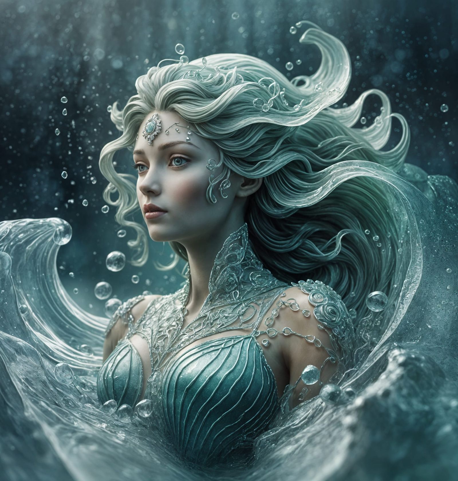 Sea Glass Sculpture of a Mythical Siren