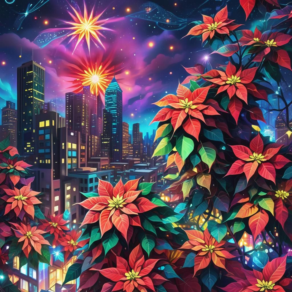 Surreal Astral Cityscape at Dusk in Vibrant Cosmic Colors