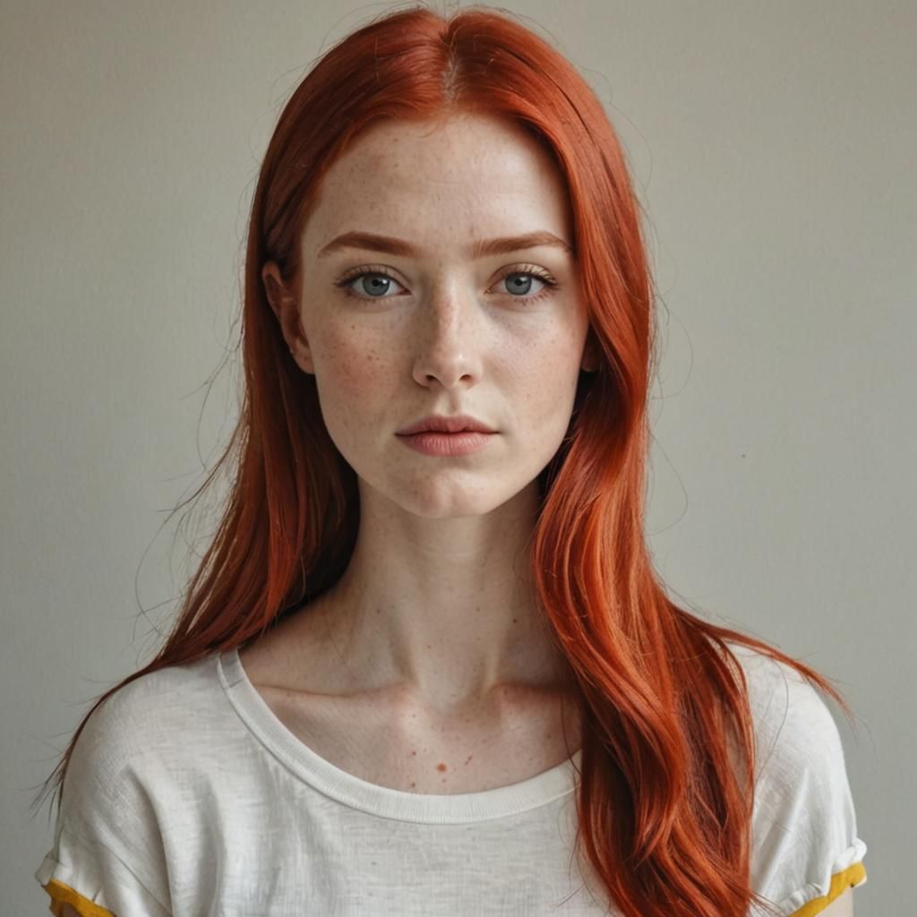 Vibrant Red Head in a Bright Background