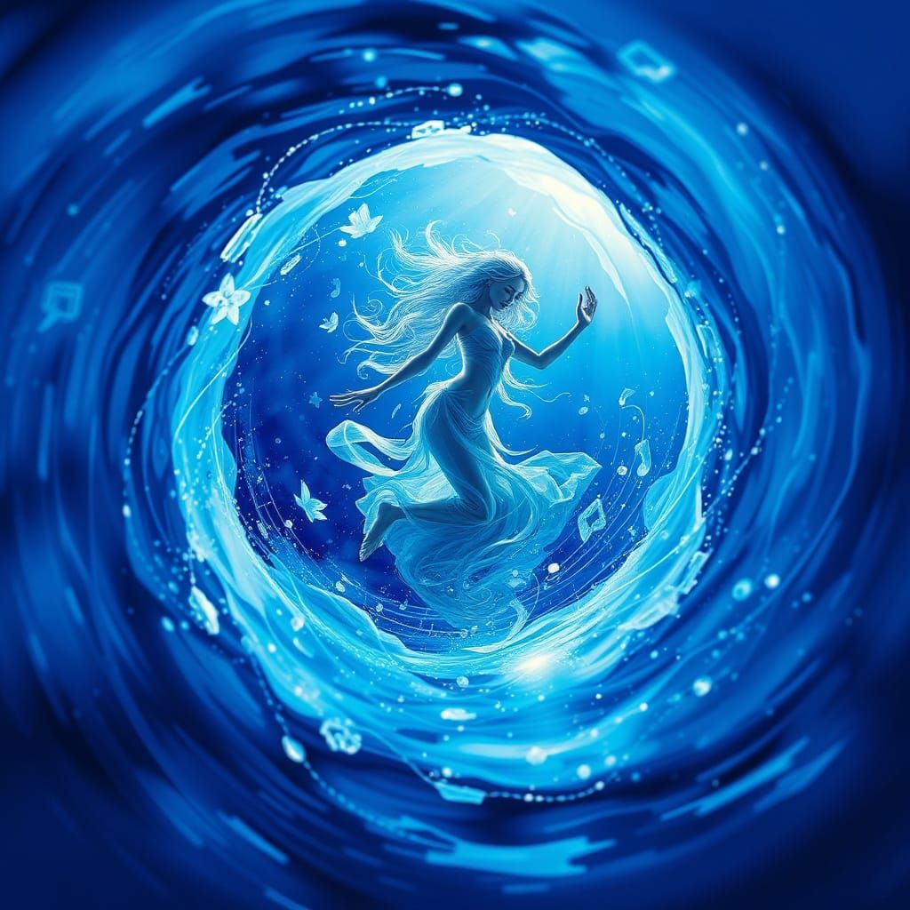 Ethereal Water Nymph in Vibrant, Magical Dance