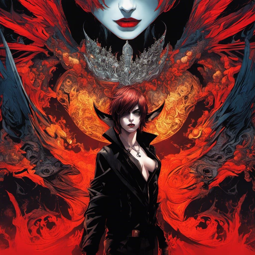 Vampire Anarchist in Dramatic, Anime-Inspired Style