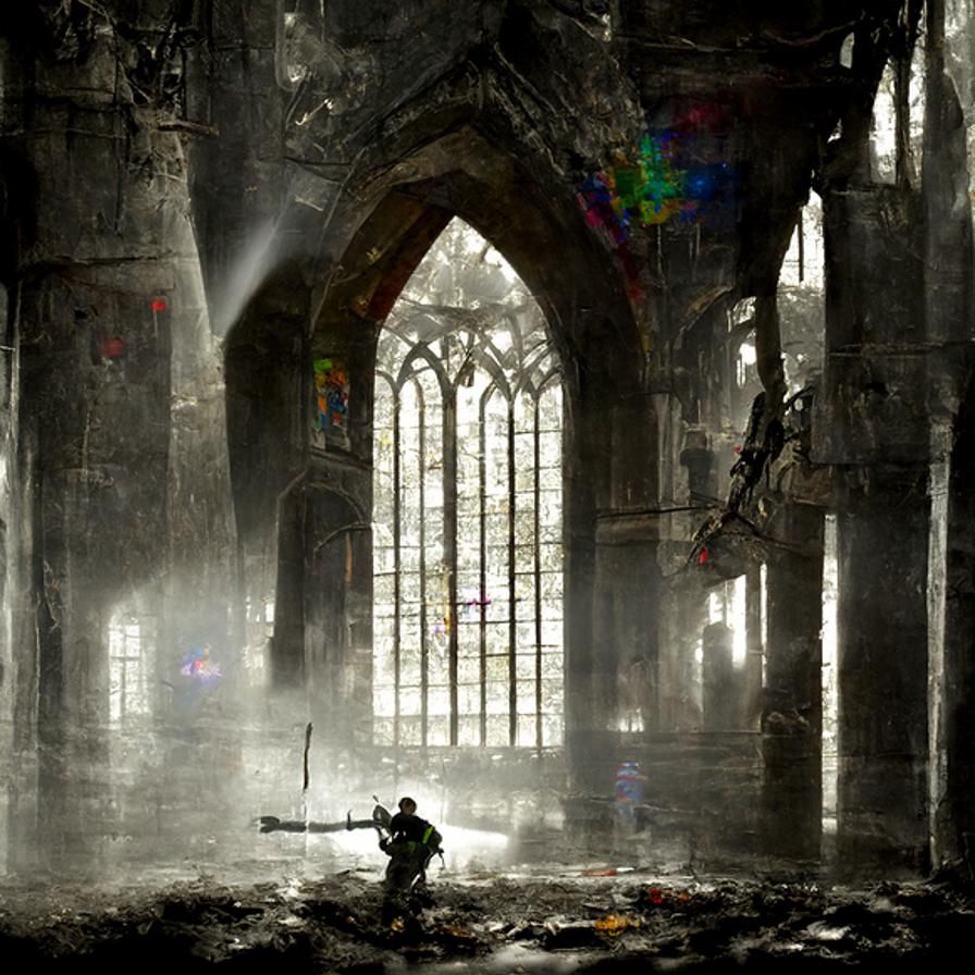 Surreal Cathedral Cathedral Abandoned in Gothic Style