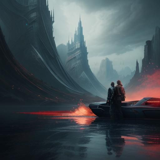 A Distant Couple Drifts Apart in a Fantastical Landscape