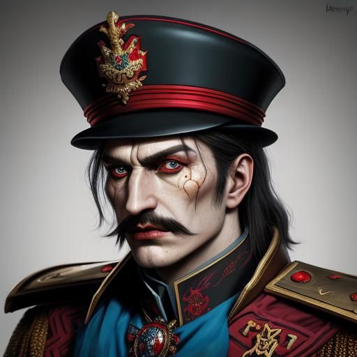 Hyperrealistic Vampire Hussar in Vibrant Hungarian Splendor