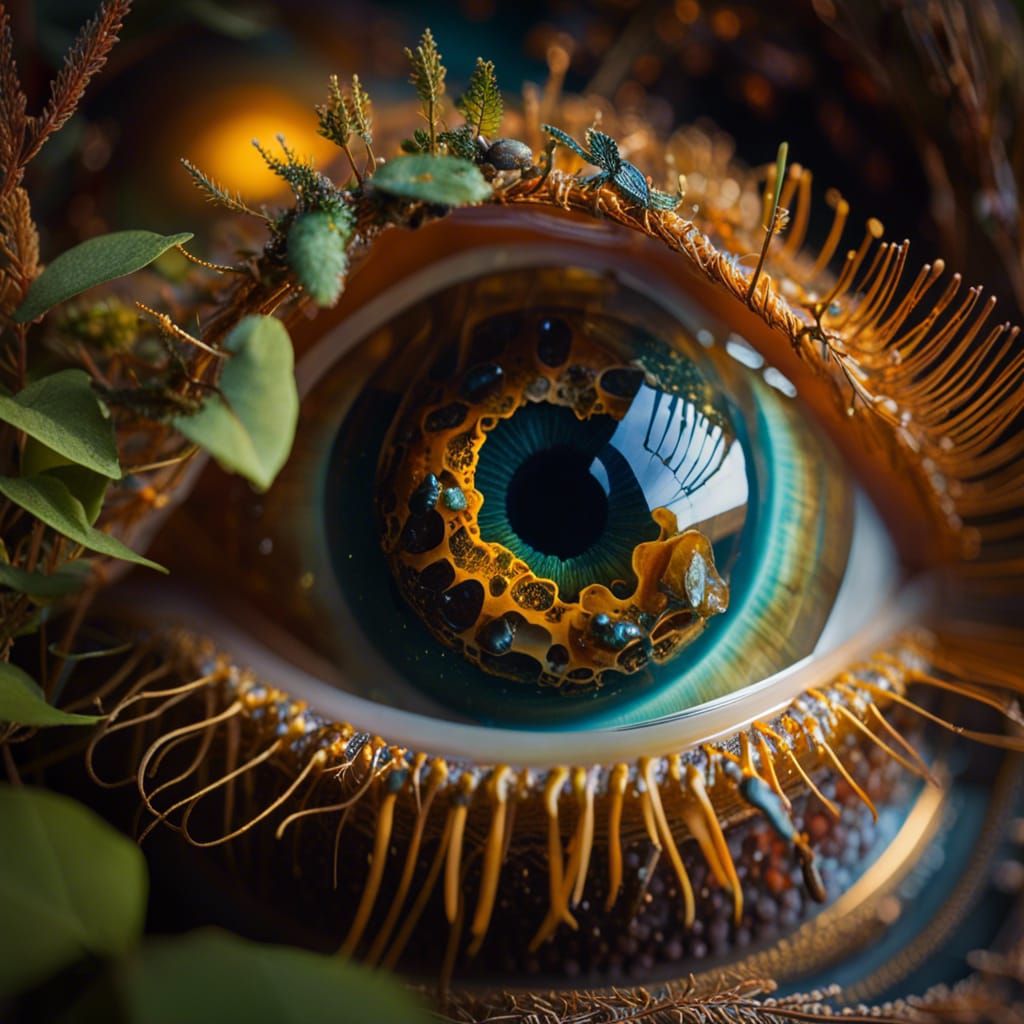 Ethereal Hazel Eyeball Radiates Good Vibes in Surreal, High-...