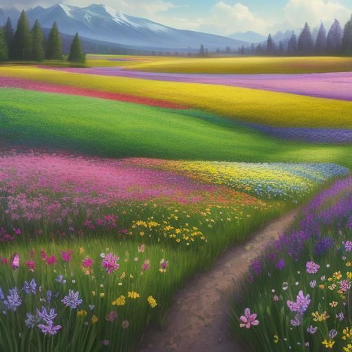 Vibrant Spring Meadow Blooms in Soft Light