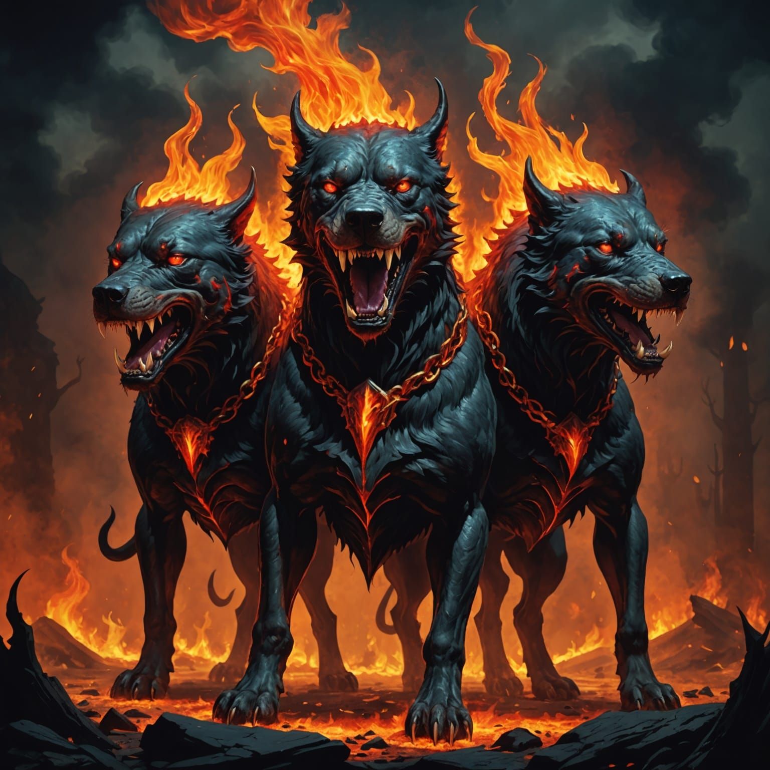 Cyberpunk Molossian Hound with Inferno and Red Eyes