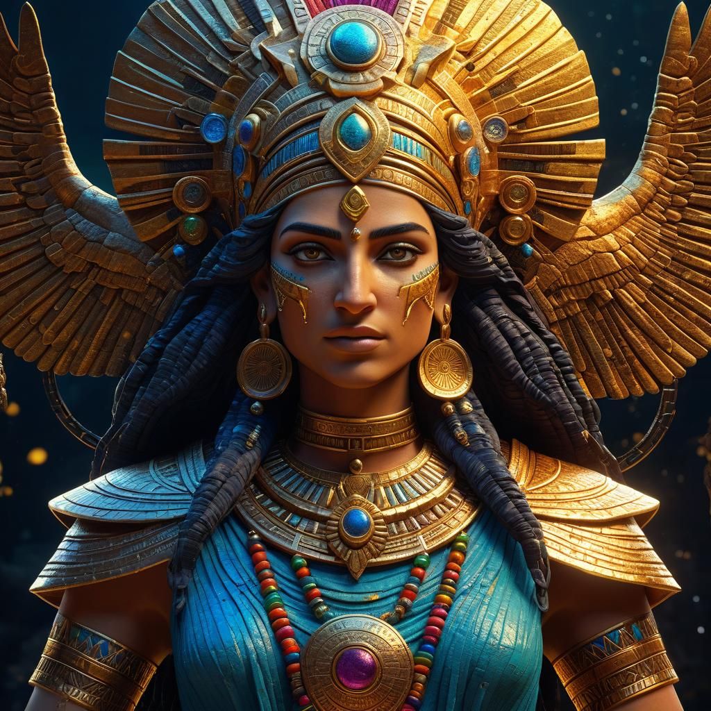 Mesopotamian Goddess Inanna in Dark Fantasy Portrait