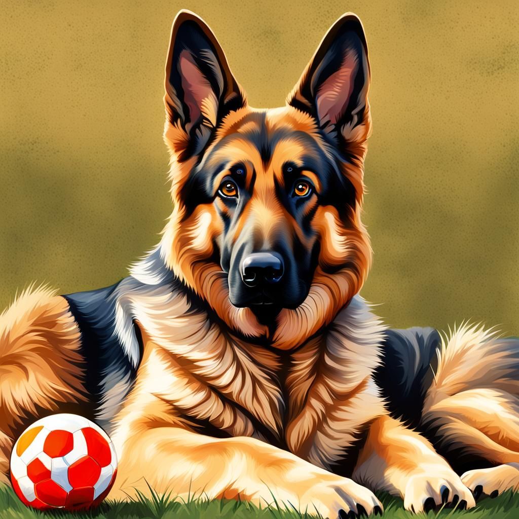Realistic German Shepherd Portrait in Earthy Tones