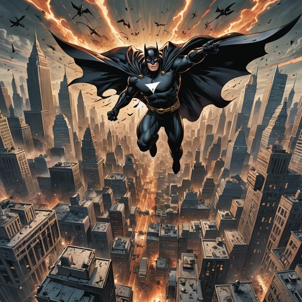 Dystopian Cityscape Terrorized by an Unknown Figure in Dark...