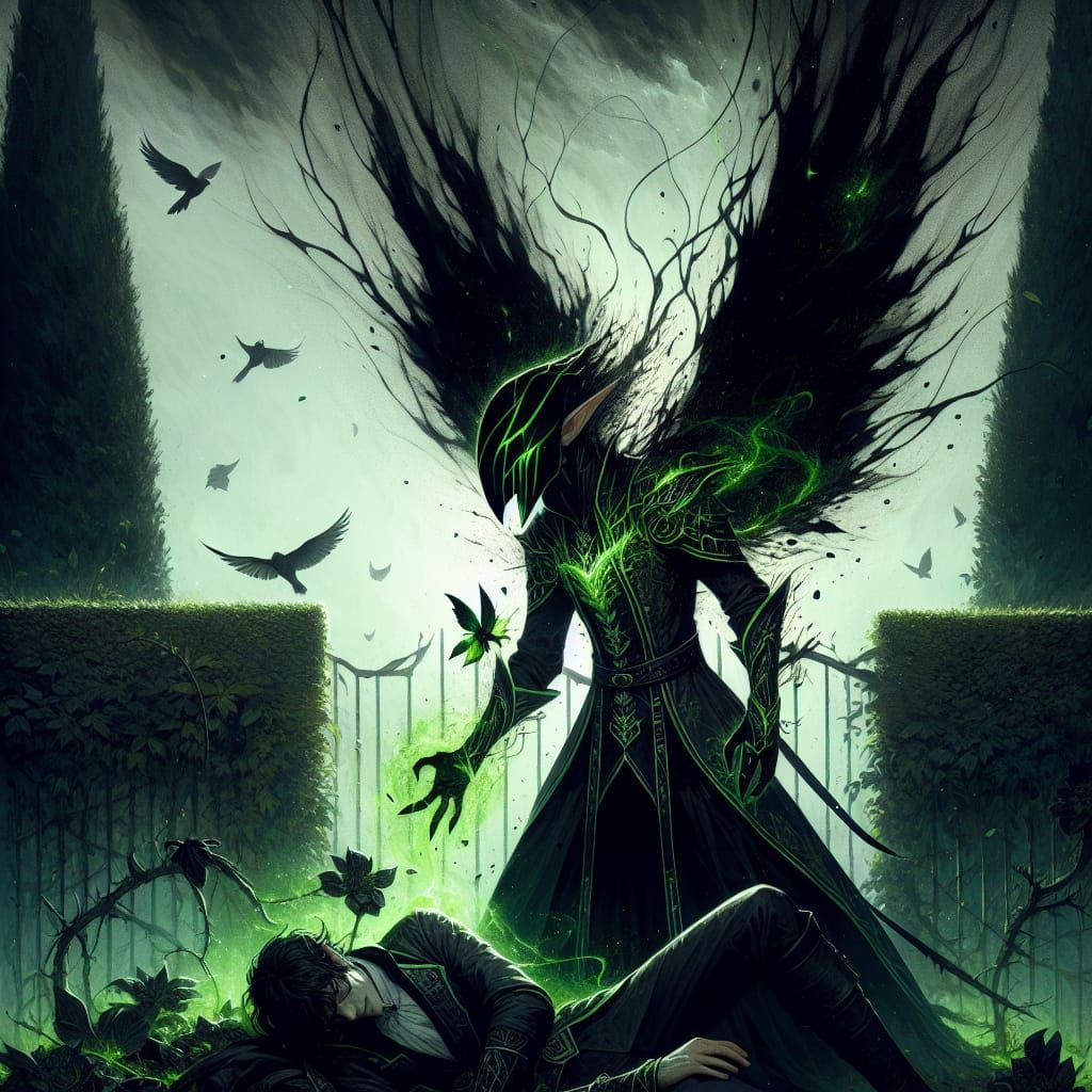 Dark Elf Necromancer in Haunting Hedge Garden