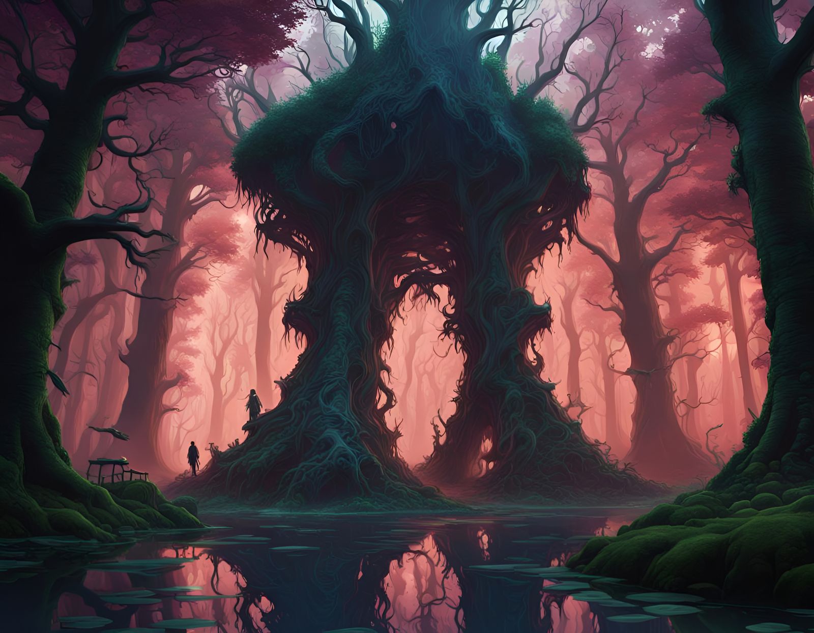 Surreal Steampunk Forest in Deep, Intricate Detail