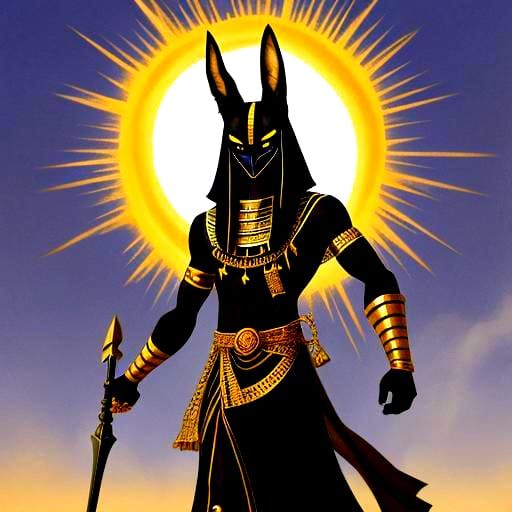Mysterious Anubis in Fiery Egyptian Fantasy