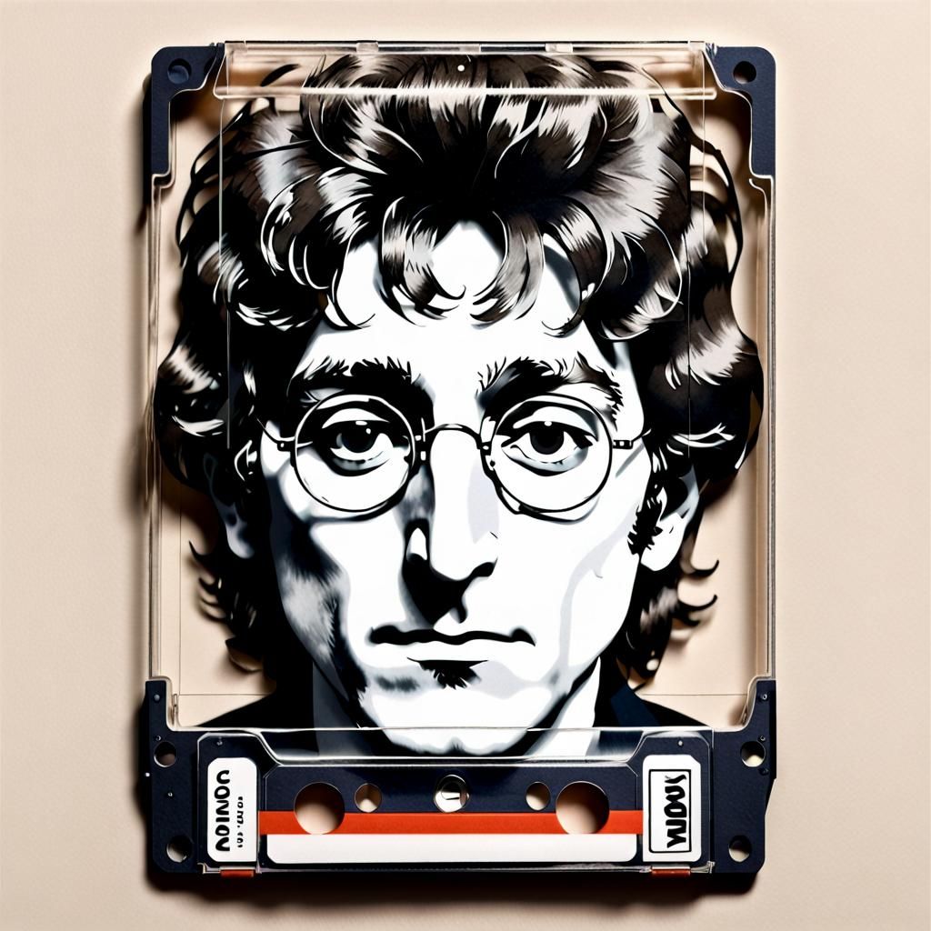 Vintage Cassette Tape with Paper Cutout Portrait of a Legend...
