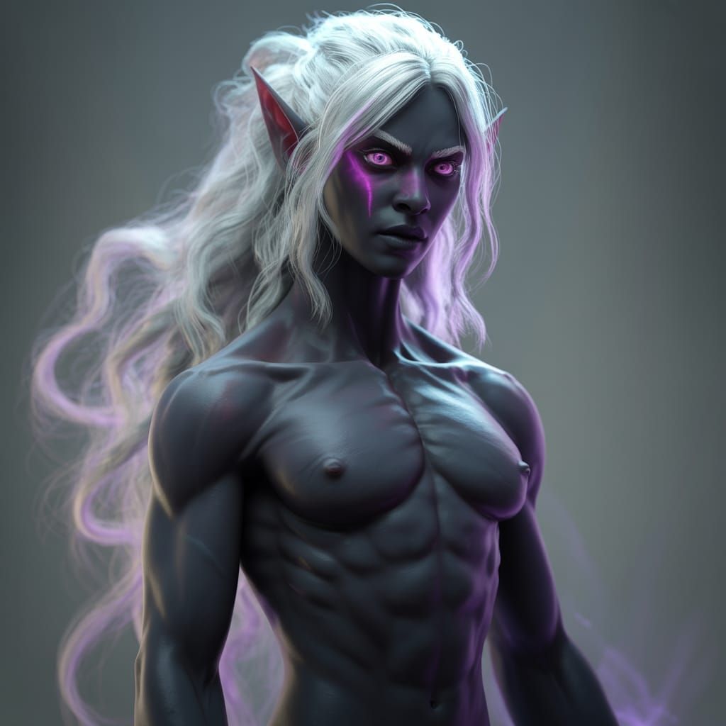 Hyperrealistic Drow Warrior with Dynamic Lighting