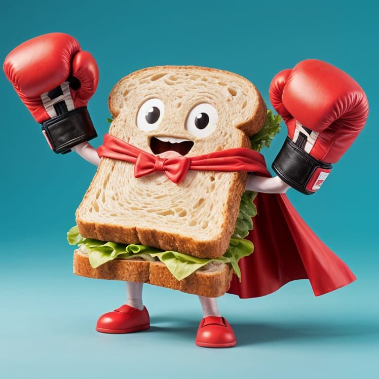 Sandwich Superhero with Boxing Gloves