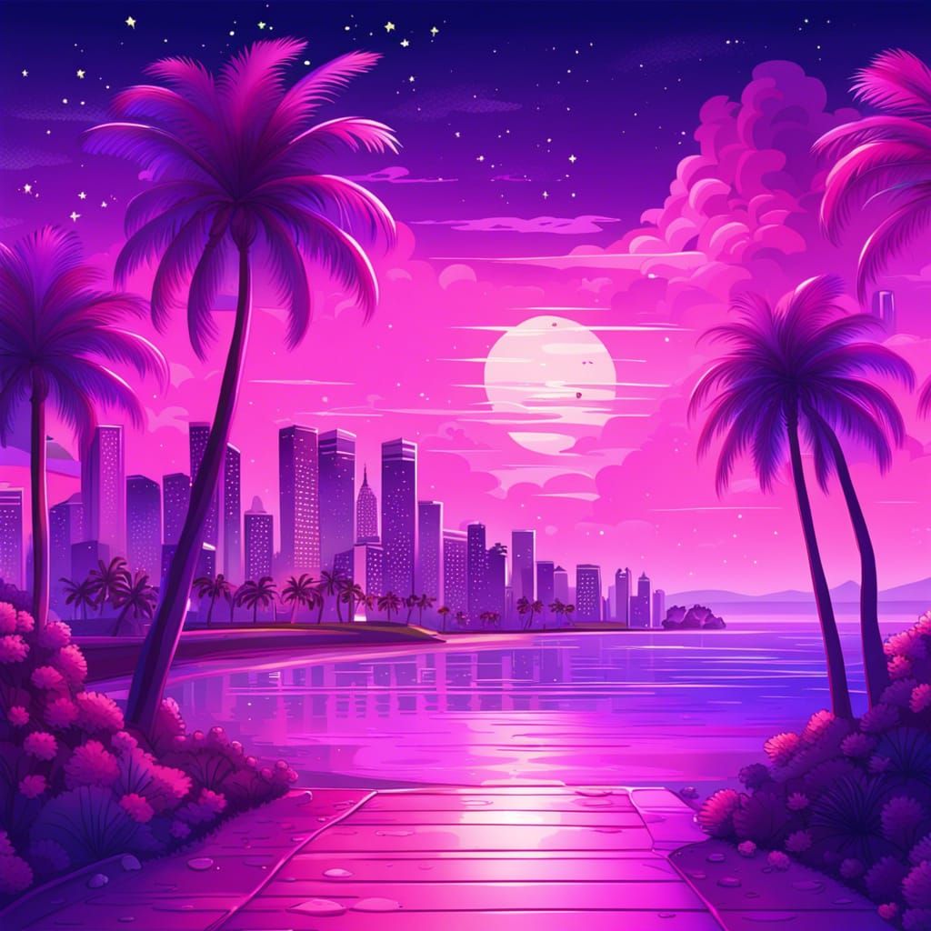 Romantic Cityscape Under Starry Night Sky