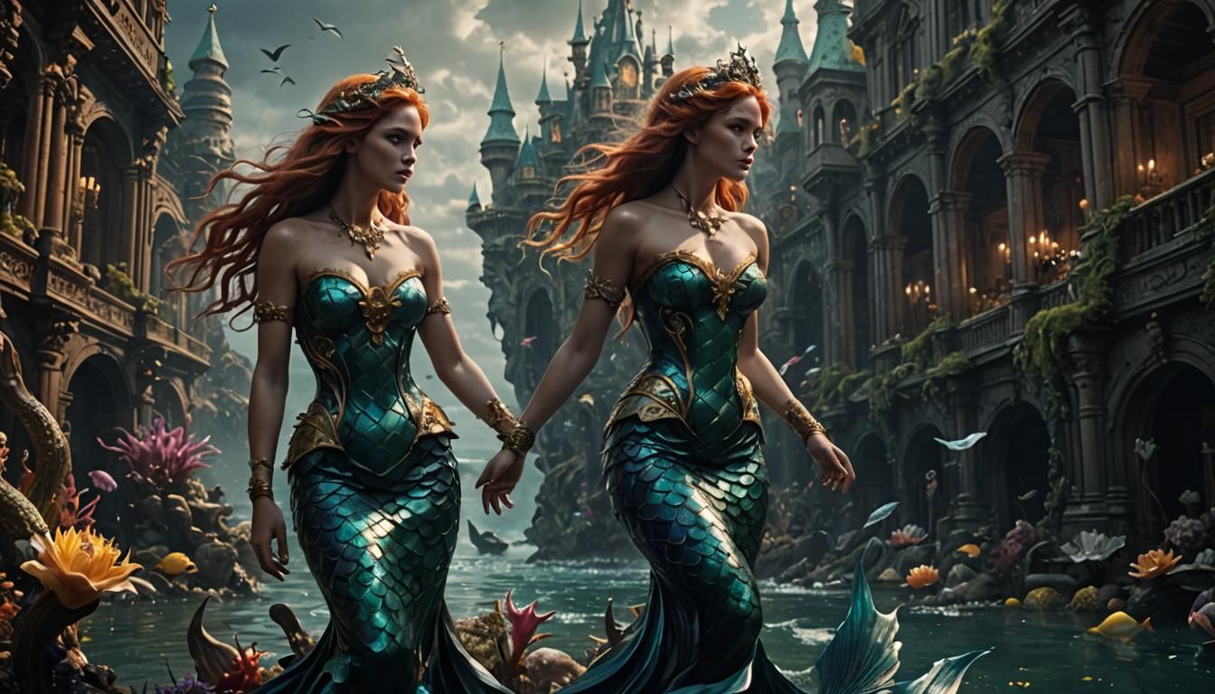 Epic Digital Mermaid in a Dramatic Cinematic Scene