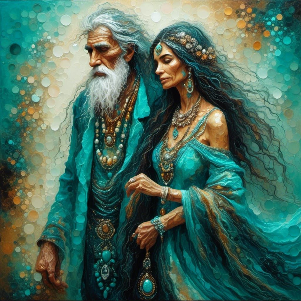 Free-Spirited Boho Couple in Turquoise Hues