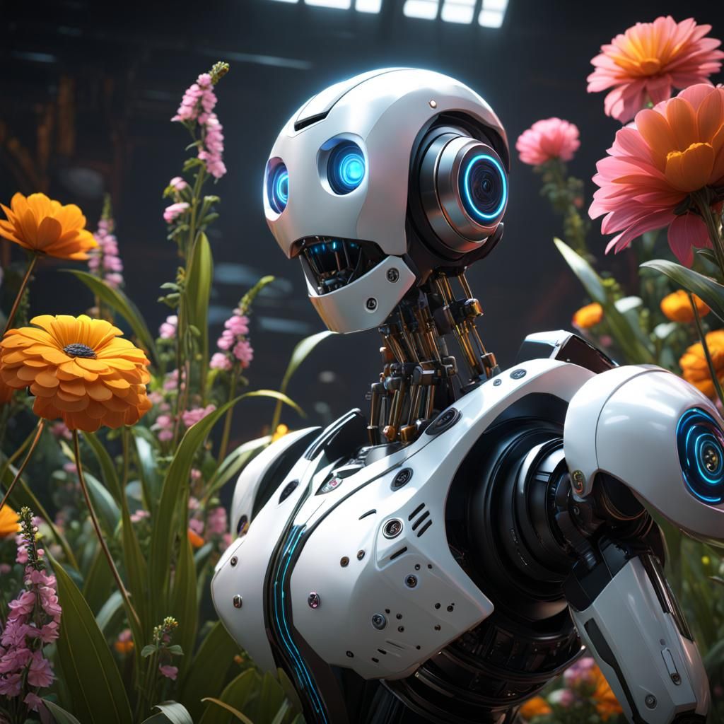 Surreal Robot Scream Amidst Fantastical Lab