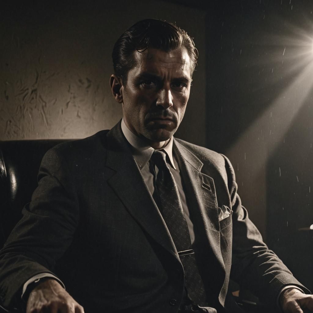 Vintage Detective in Close-Up: High Contrast Film Noir