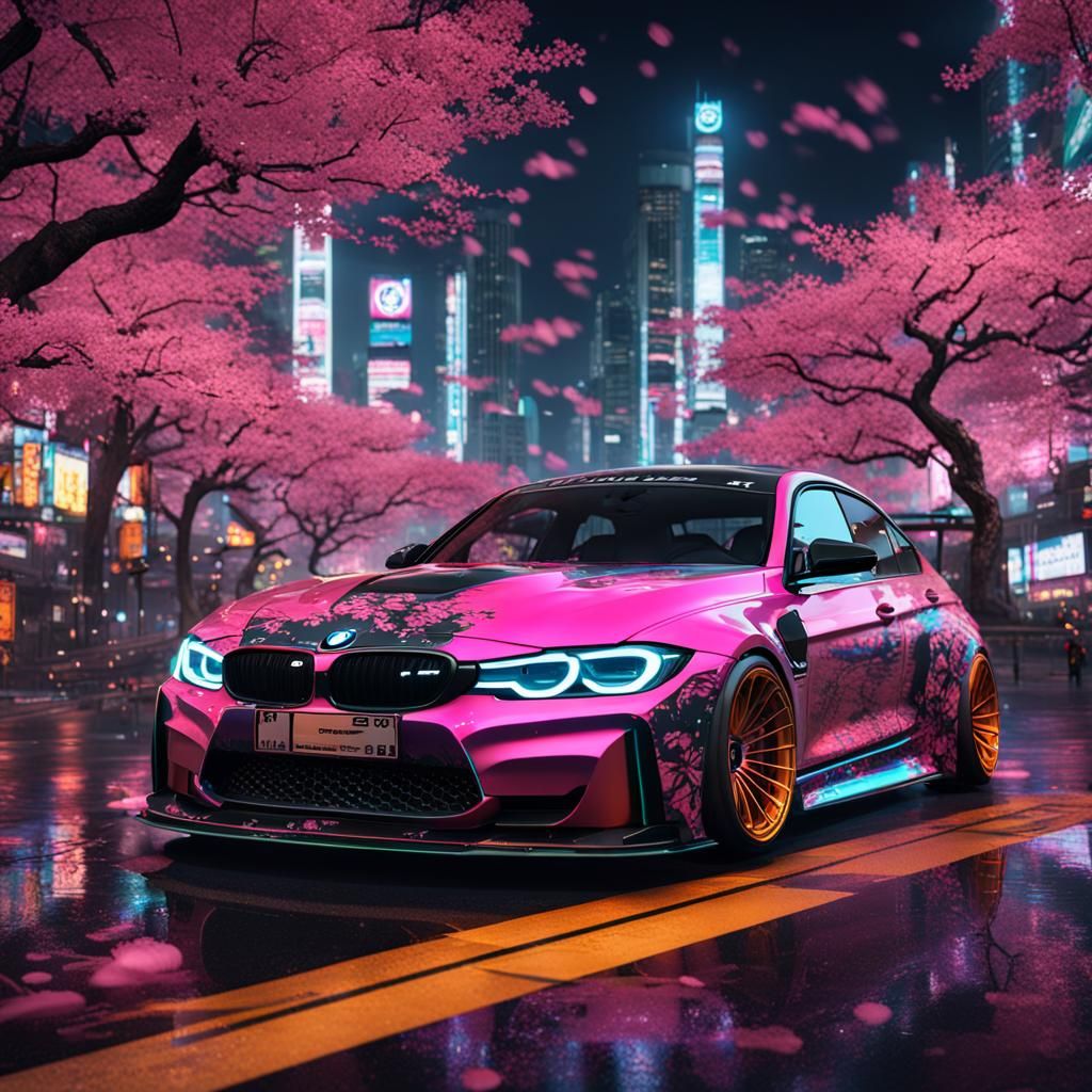 Surreal Neon BMW M3 in Tokyo Drift Style