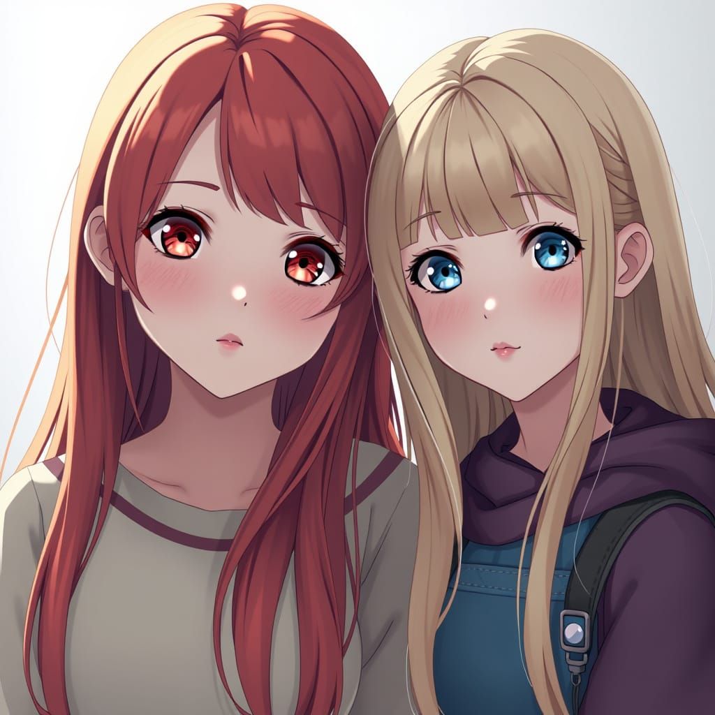 Anime Style: Three Young Girls Together
