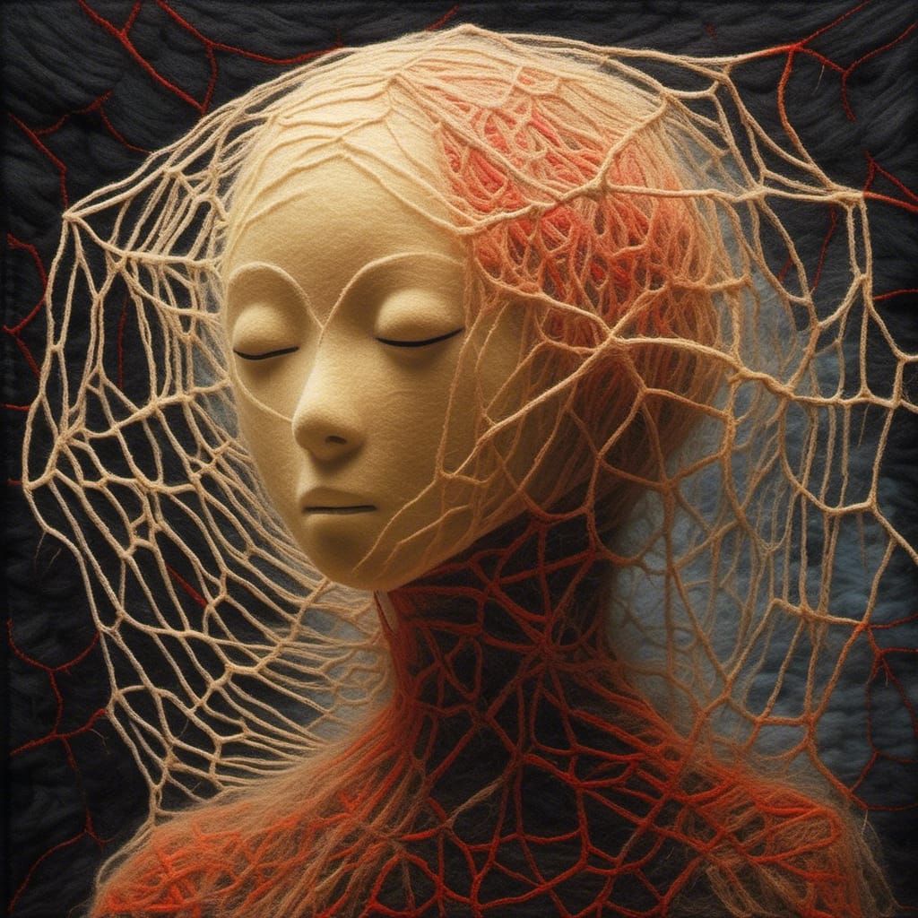 Faceless Wool Creature Holds Wiccan Doll in Ethereal Web