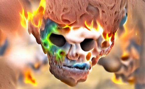 Cyberpunk Skull Inferno and Flames