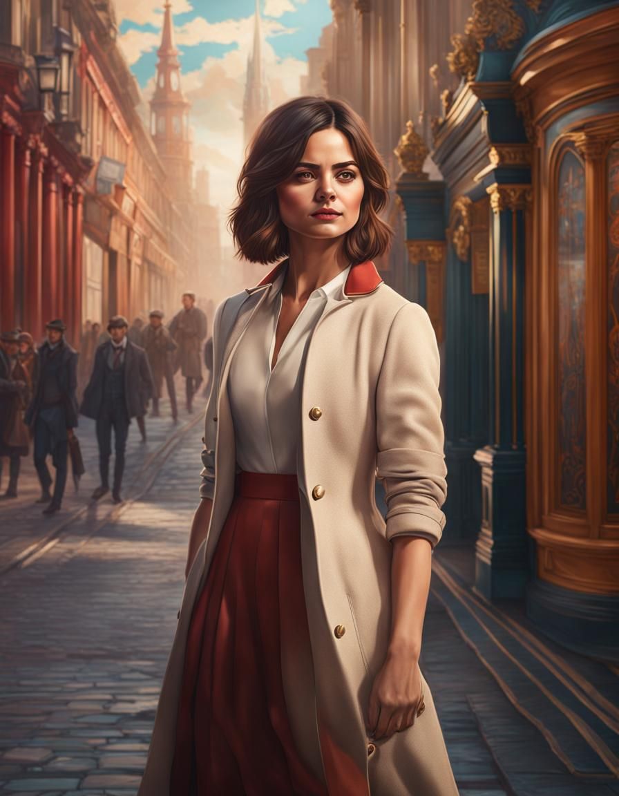 Actress Jenna Coleman with a Blackpool backdrop