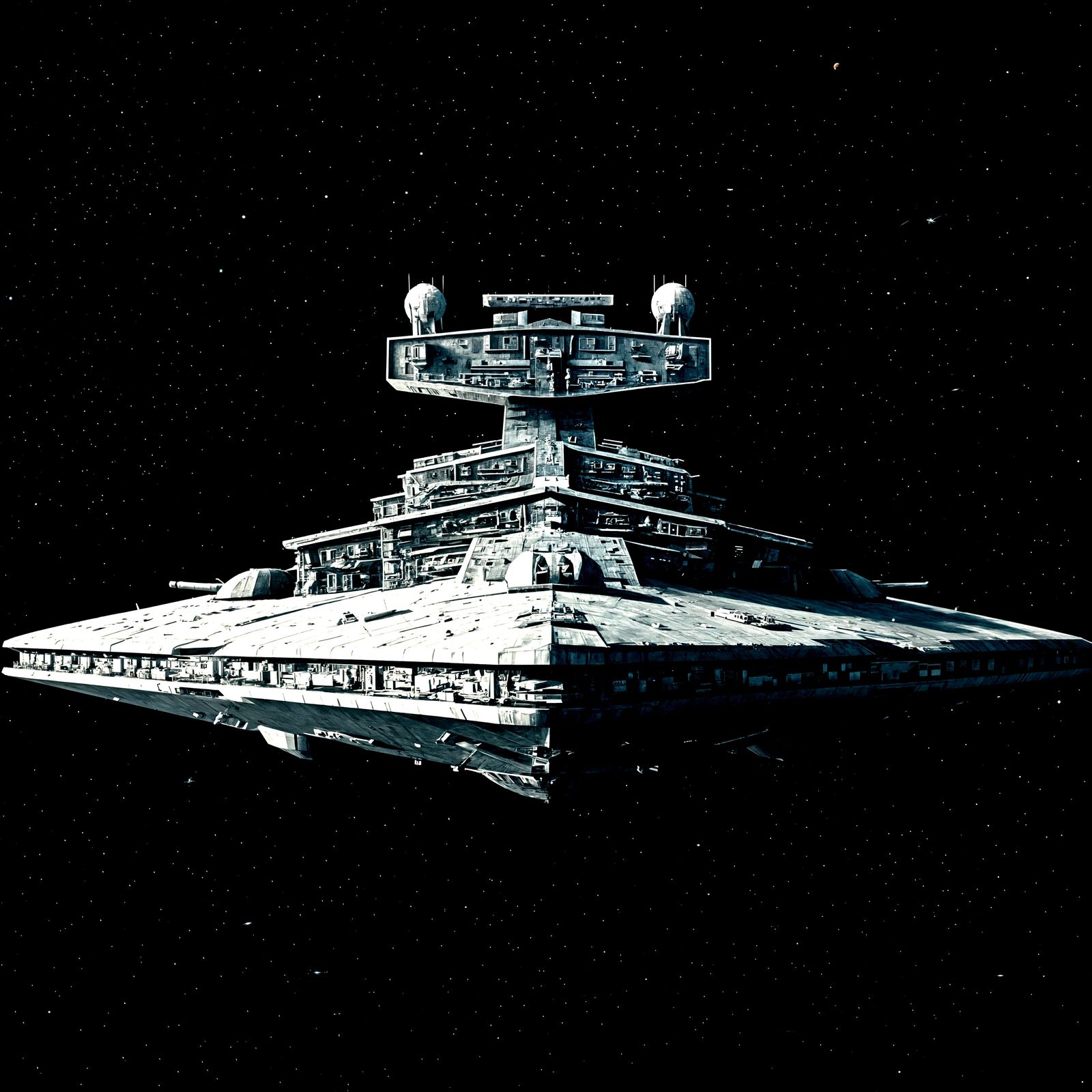Vintage Sci-Fi Star Destroyer in Space Navy Alternate Univer...