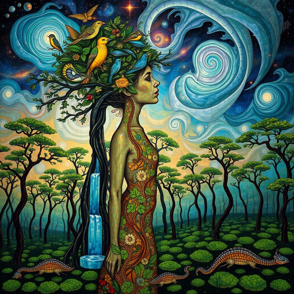 Bio-Art Collage: Woman with Mangrove Hair