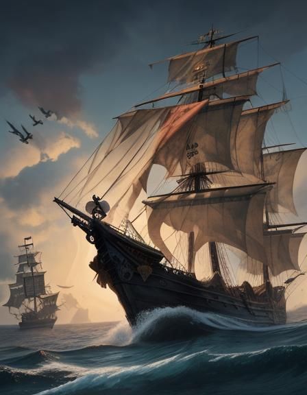 Majestic Pirate Vessel Under Sail