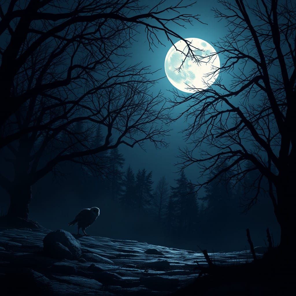 Lunar Night Shadows Emerge in a Silvery Glow