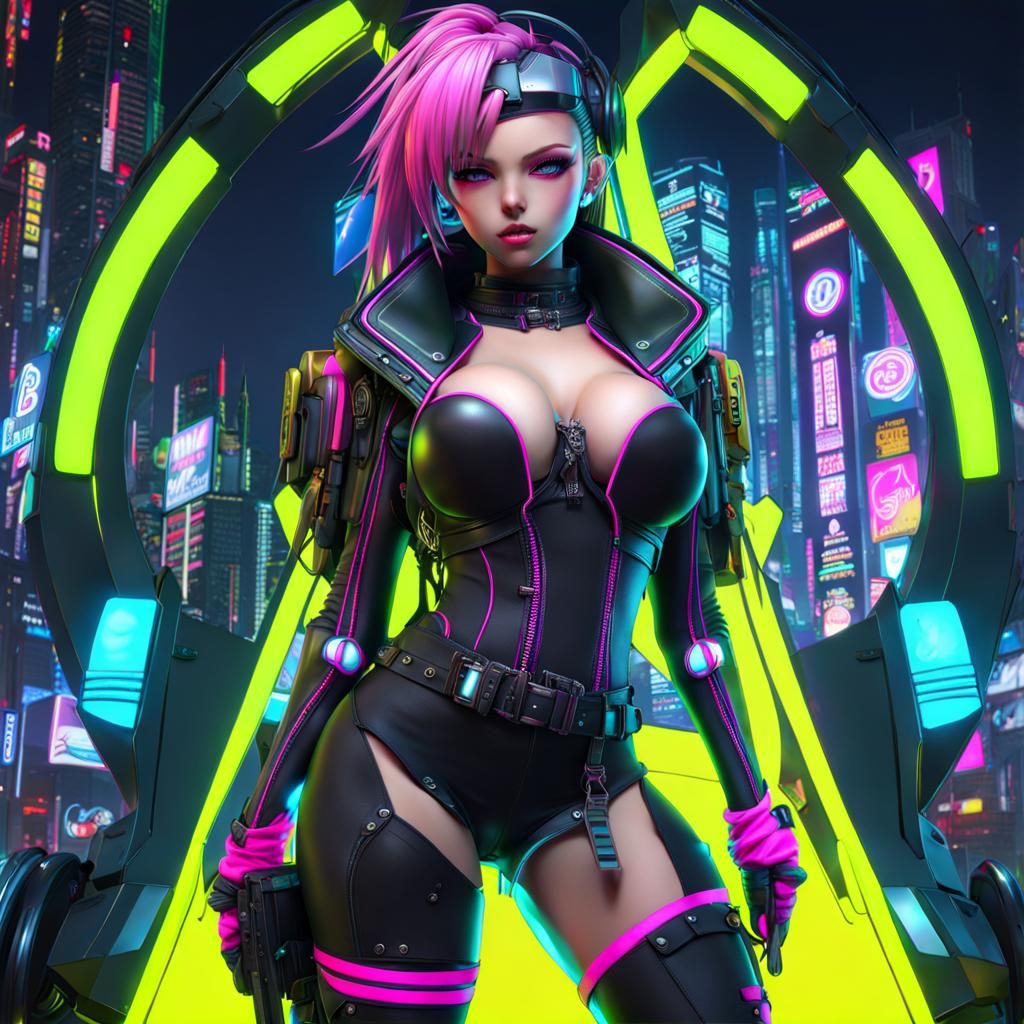 Cyberpunk Neo-Noir Anime Goddess Unveiled