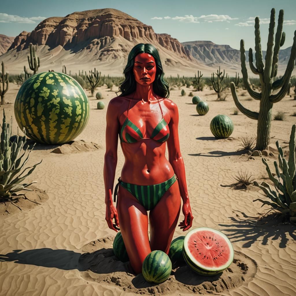 Surreal Desert Goddess in a Sinister Landscape