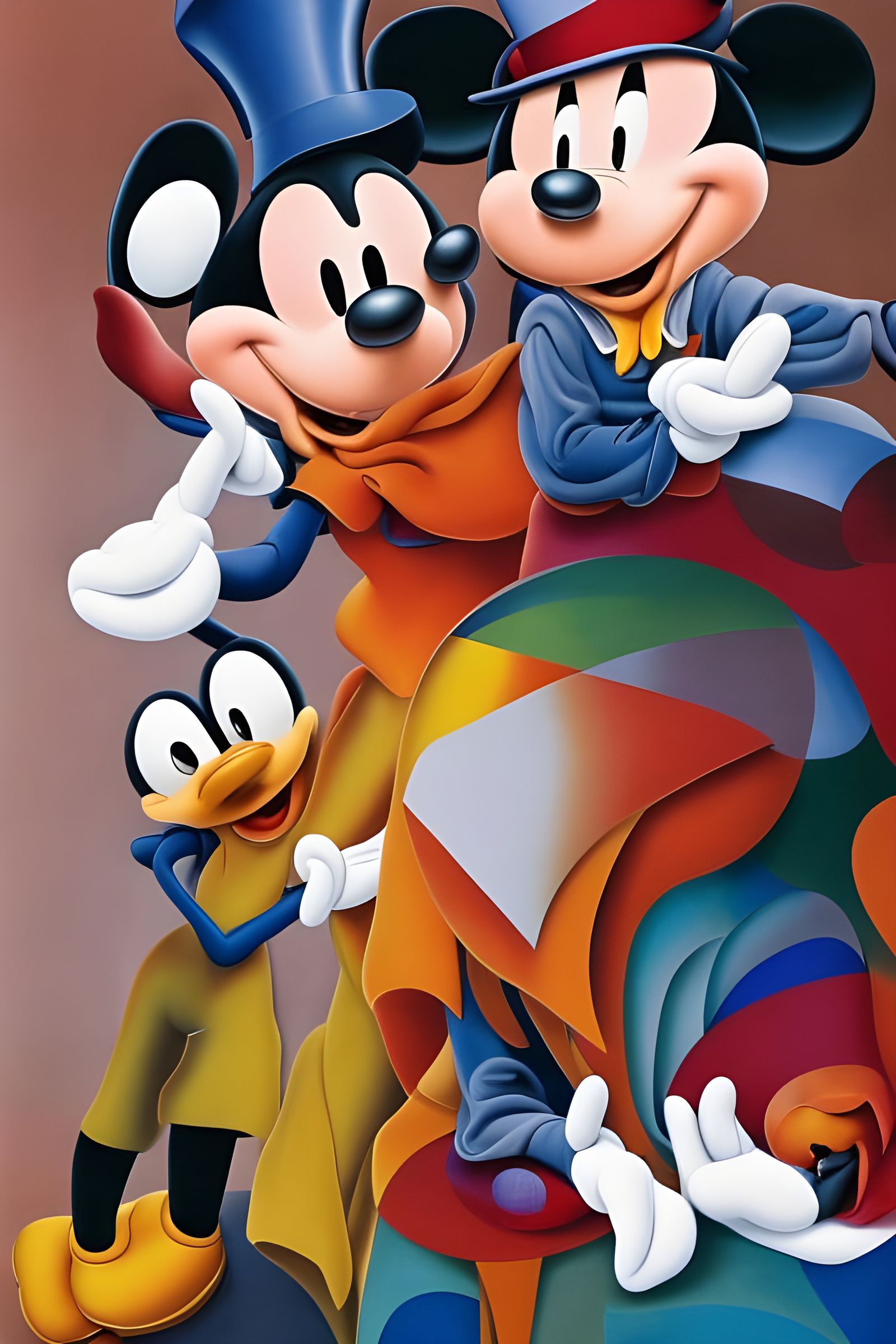 Magical Realism Folk Scene in Abstract Art Style