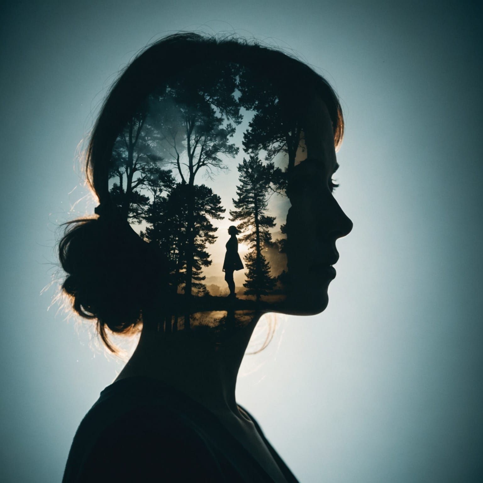 Ethereal Woman in Double Exposure