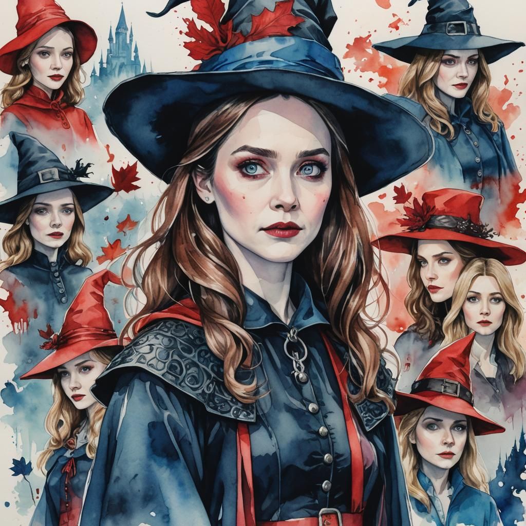 Retro Comic-Inspired Queen of Nightmares in Vibrant Watercol...