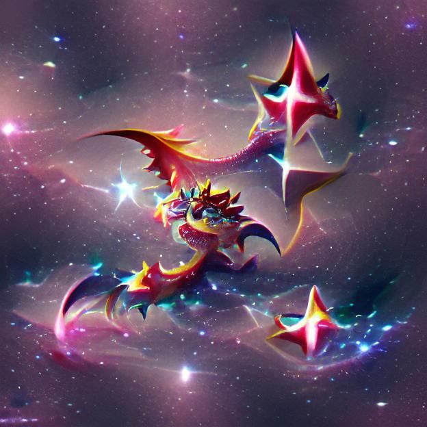 Ethereal Dragon Soars Among Stylized Stars