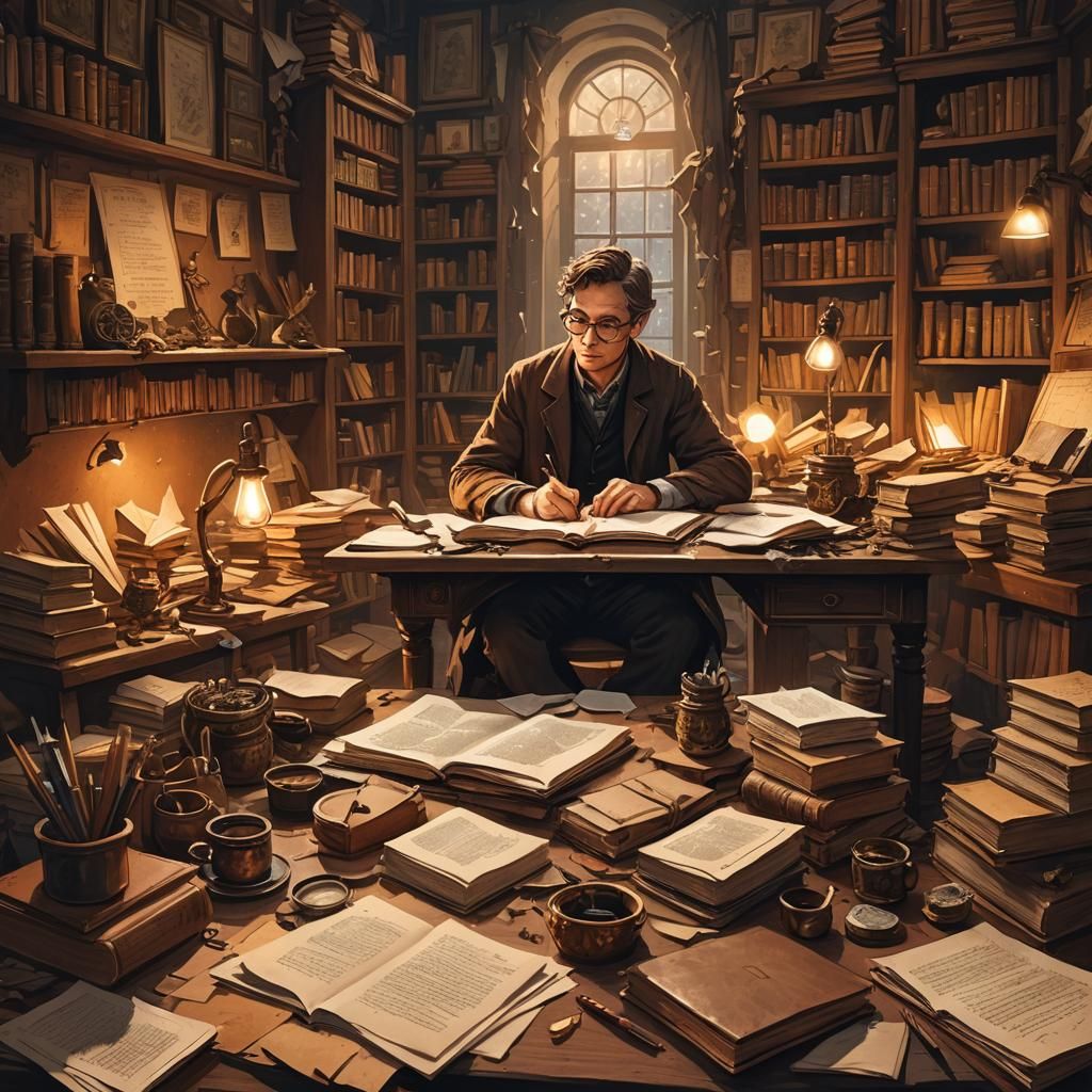 Cozy Writer's Study in Golden Hour