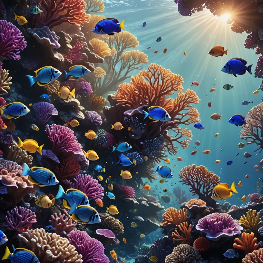 Cyberpunk-Style Reef Scene Reveals Majestic Ocean Life