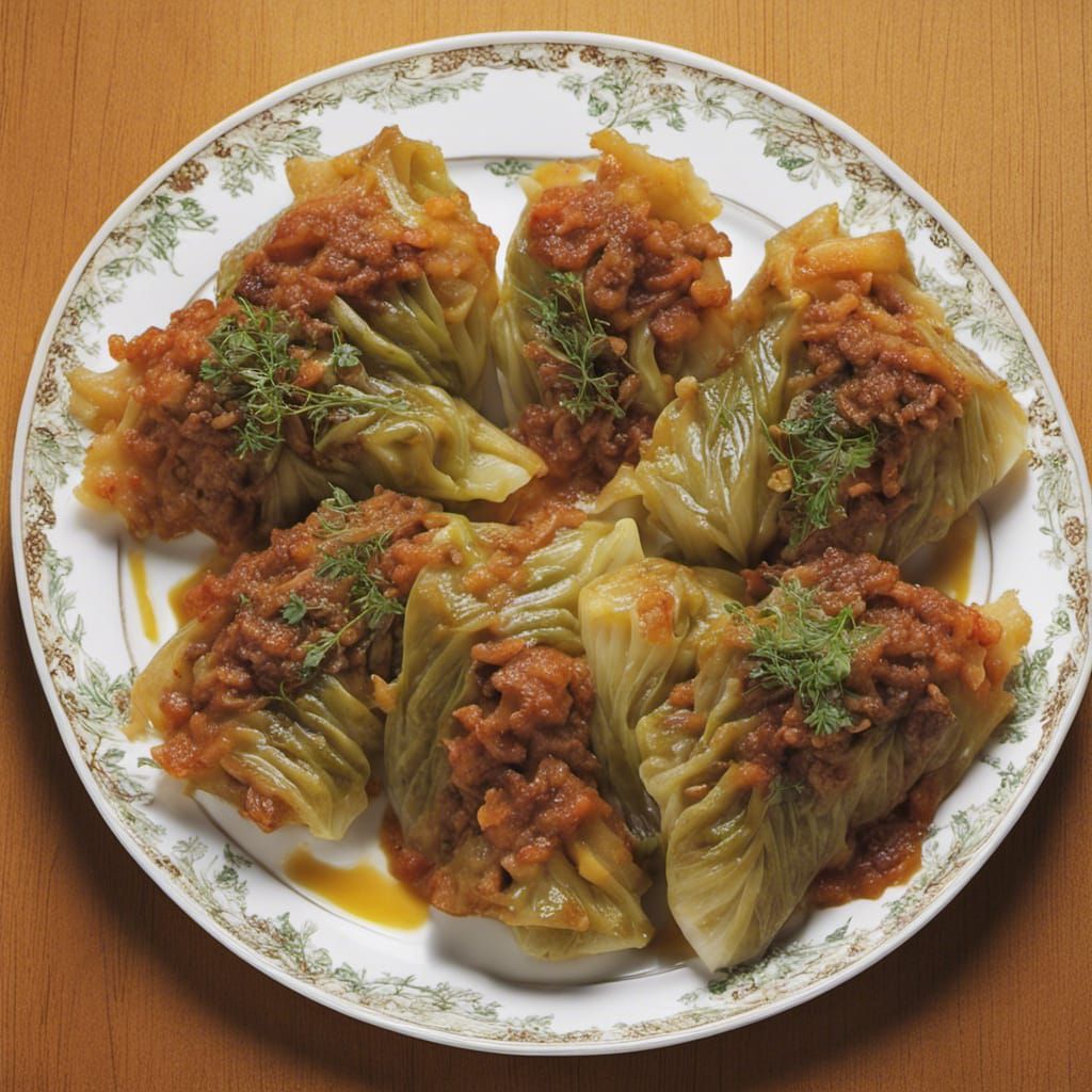Luxurious Cabbage Leaves in Rococo Elegance
