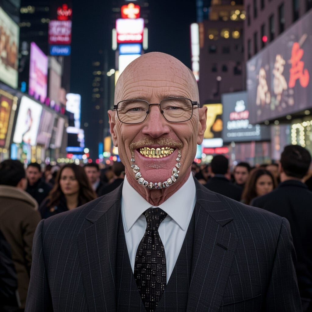 Walter White with Grill in New York, Hyperrealistic
