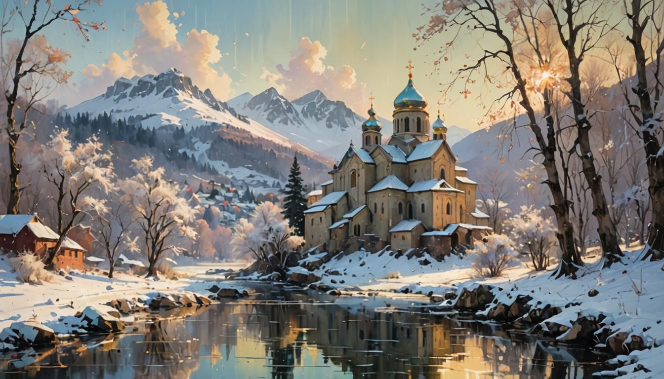 Serene Spring Morning on Svyato-Vvedensky Island