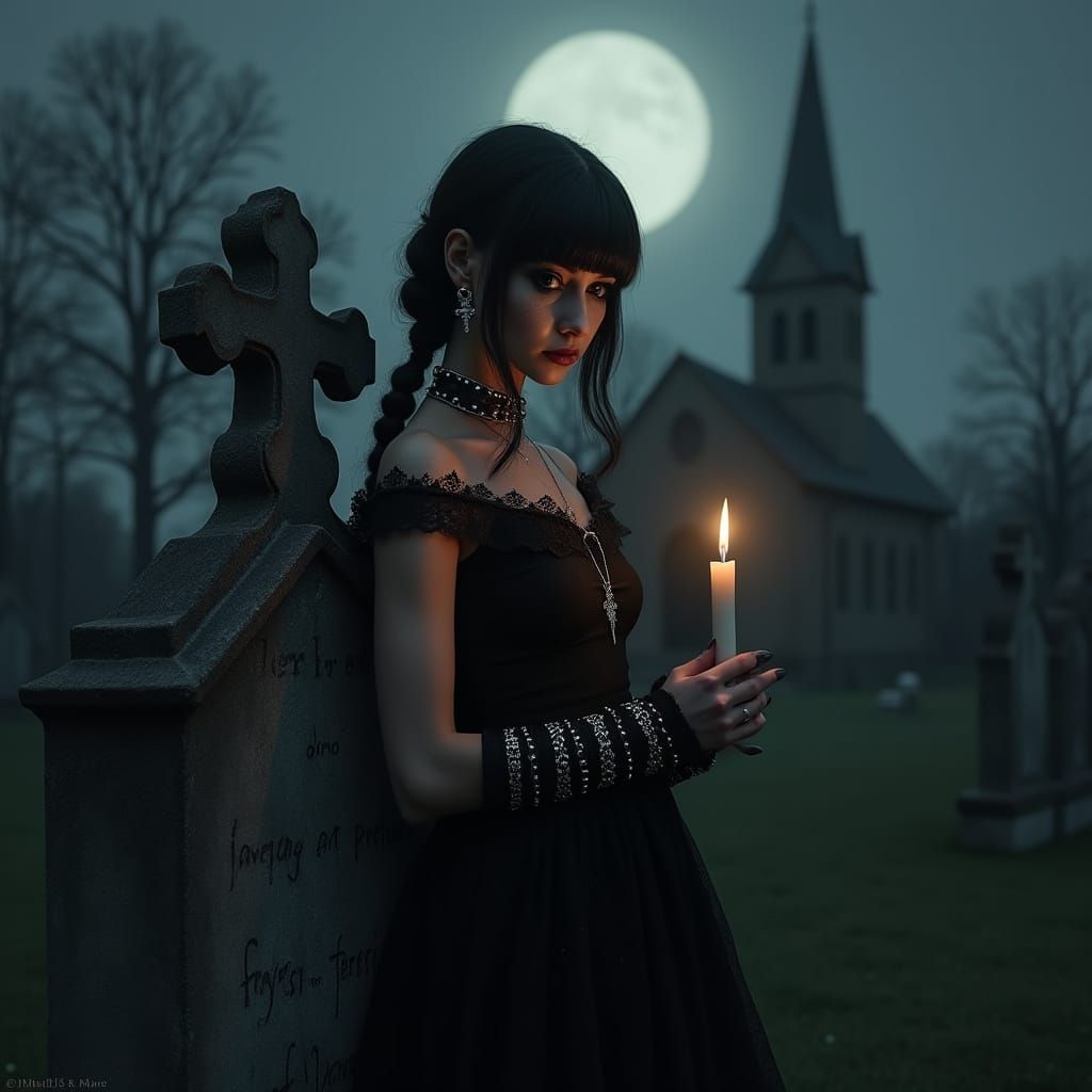 Hyper-Realistic German Goth in a Mystic Setting